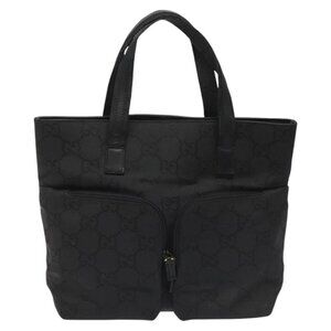GUCCI GG Canvas Hand Bag Black Gold 105650 Auth ac3603